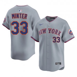 NYM A.J. Minter #33 Gray Men Baseball Jersey | 2026 Season Limited 44828406