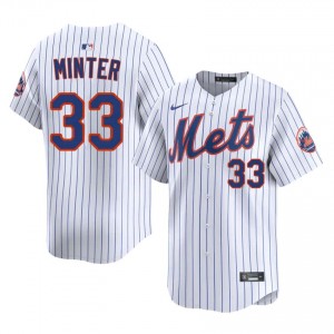 White A.J. Minter #33 Mets Baseball Stitched Jersey | Replica Men Fit 27935393