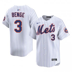 White Carson Benge #3 Mets Baseball Embroidery Jersey | Game Men Fit 96771435