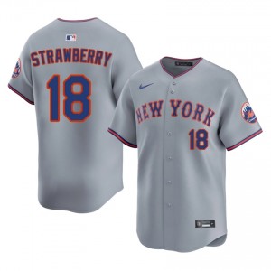 Gray Darryl Strawberry #18 Mets Baseball Embroidery Jersey | Officially Licensed Men Fit 52459470
