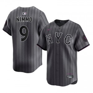 #9 Brandon Nimmo Durable Men City Connect Baseball Jersey | NY Mets Gray Fan Gear 36135542