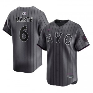 NYM Starling Marte #6 Gray Men City Connect Baseball Jersey | 2026 Season Limited 92784459