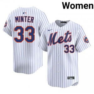 #33 A.J. Minter Exclusive Women Baseball Jersey | NY Mets White Fan Gear 42374061