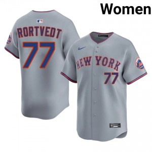 NYM Ben Rortvedt #77 Gray Women Baseball Jersey | 2026 Season MLB 14887465