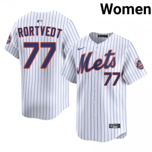 White Ben Rortvedt #77 Mets Baseball Sewn Jersey | Gameday Women Fit 17602082
