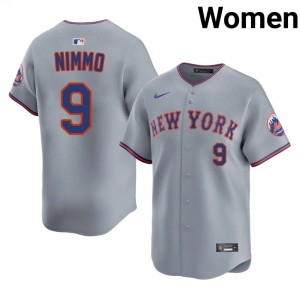 Brandon Nimmo #9 New York Mets Baseball Jersey | Genuine Women Gray Sewn Edition 70297042