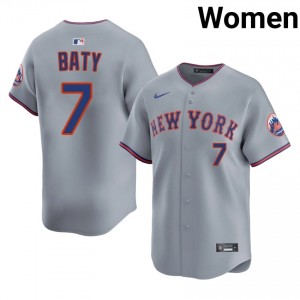 #7 Brett Baty Limited Women Baseball Jersey | NY Mets Gray Fan Gear 22847186