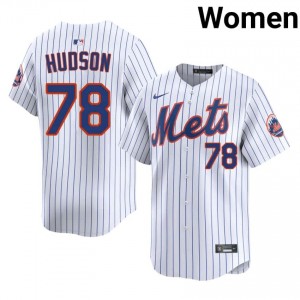 #78 Bryan Hudson Officially Licensed Women Baseball Jersey | NY Mets White Fan Gear 35288315