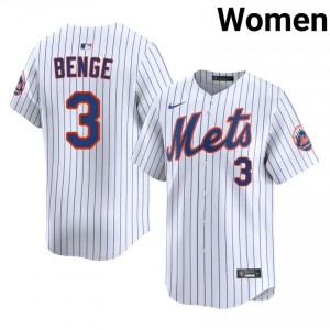 #3 Carson Benge Premium Women Baseball Jersey | NY Mets White Fan Gear 45201133