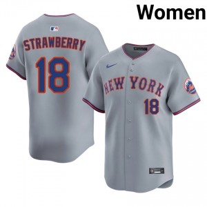 #18 Darryl Strawberry Official Women Baseball Jersey | NY Mets Gray Fan Gear 48502924