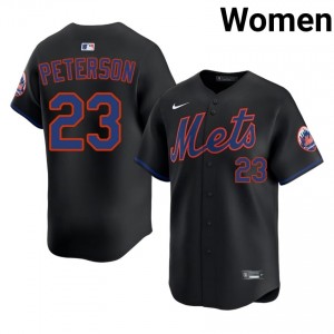 Black David Peterson #23 Mets Baseball Stitch Jersey | Official Women Fit 11499643