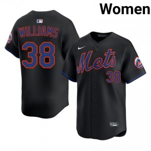 Black Devin Williams #38 Mets Baseball Sewn Jersey | Genuine Women Fit 36049572