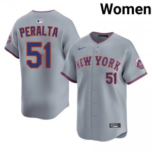 Freddy Peralta #51 New York Mets Baseball Jersey | Replica Women Gray Stitched Edition 56548444