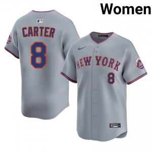 Gray Gary Carter #8 Mets Baseball Embroidery Jersey | Classic Women Fit 67487572