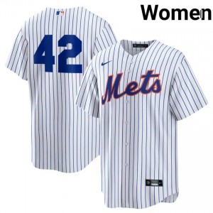 White Jackie Robinson Day #42 Mets Baseball Embroidery Jersey | Exclusive Women Fit 14092853