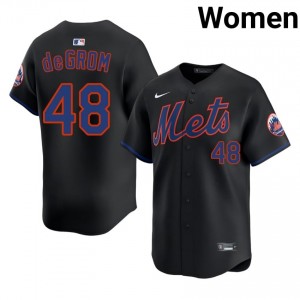 Jacob deGrom #48 New York Mets Baseball Jersey | Durable Women Black Stitched Edition 11978656