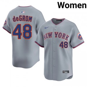 NYM Jacob deGrom #48 Gray Women Baseball Jersey | 2026 Season Pro-Grade 44191789
