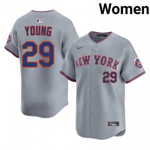 NYM Jared Young #29 Gray Women Baseball Jersey | 2026 Season Officially Licensed 45182859