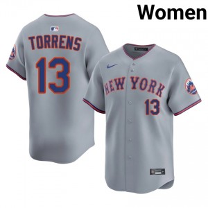 Luis Torrens #13 New York Mets Baseball Jersey | Official Women Gray Stitch Edition 76832275