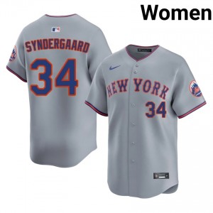 NYM Noah Syndergaard #34 Gray Women Baseball Jersey | 2026 Season Authentic 82657594