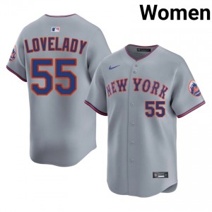 #55 Richard Lovelady Classic Women Baseball Jersey | NY Mets Gray Fan Gear 58772664