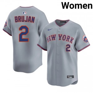 NYM Vidal Brujan #2 Gray Women Baseball Jersey | 2026 Season Game-Day 15082840