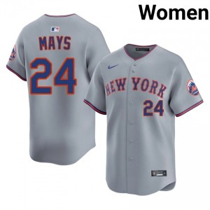 #24 Willie Mays Genuine Women Baseball Jersey | NY Mets Gray Fan Gear 34115047