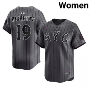 Gray Bo Bichette #19 Mets Baseball City Connect Stitch Jersey | Official Women Fit 47018310
