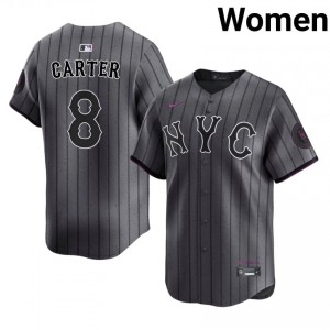 Gray Gary Carter #8 Mets Baseball City Connect Stitched Jersey | Game-Day Women Fit 87029740