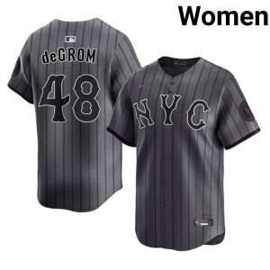 NYM Jacob deGrom #48 Gray Women City Connect Baseball Jersey | 2026 Season Genuine 42828557