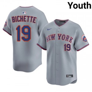 #19 Bo Bichette Game Youth Baseball Jersey | NY Mets Gray Fan Gear 95435245