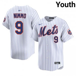 White Brandon Nimmo #9 Mets Baseball Embroidery Jersey | Limited Youth Fit 48712476