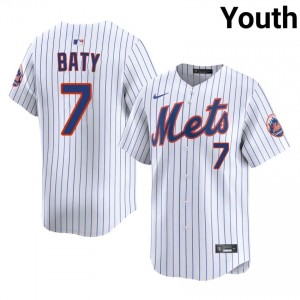 NYM Brett Baty #7 White Youth Baseball Jersey | 2026 Season Exclusive 71806881
