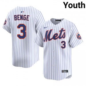 Carson Benge #3 New York Mets Baseball Jersey | Game-Day Youth White Stitched Edition 24914063