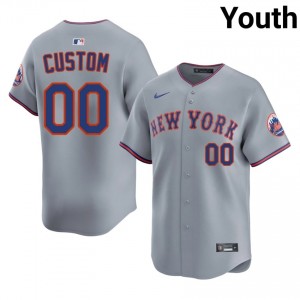 NYM Custom #00 Gray Youth Baseball Jersey | 2026 Season Limited 86844473