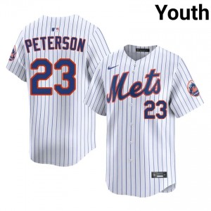 NYM David Peterson #23 White Youth Baseball Jersey | 2026 Season Gameday 33024457