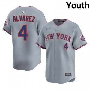 #4 Francisco Alvarez Genuine Youth Baseball Jersey | NY Mets Gray Fan Gear 89030760