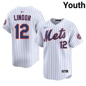 White Francisco Lindor #12 Mets Baseball Embroidery Jersey | Limited Youth Fit 49547370