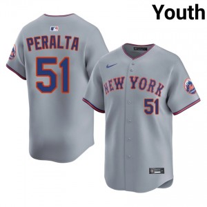 NYM Freddy Peralta #51 Gray Youth Baseball Jersey | 2026 Season Exclusive 95095677