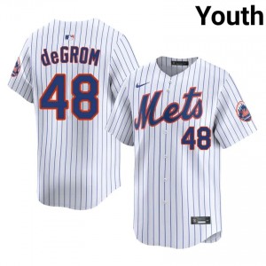#48 Jacob deGrom Game-Day Youth Baseball Jersey | NY Mets White Fan Gear 94664893