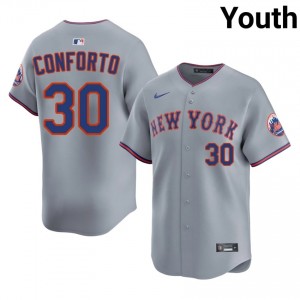 NYM Michael Conforto #30 Gray Youth Baseball Jersey | 2026 Season Durable 40629458