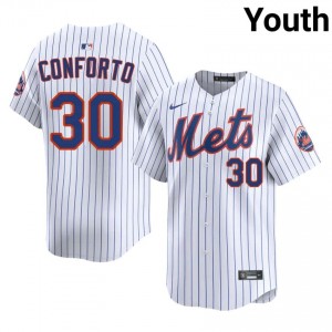 White Michael Conforto #30 Mets Baseball Sewn Jersey | Genuine Youth Fit 14589236