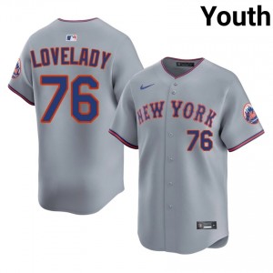 Gray Richard Lovelady #76 Mets Baseball Sewn Jersey | Authentic Youth Fit 21148963