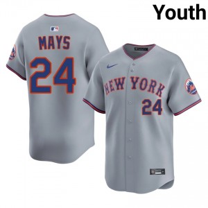 Willie Mays #24 New York Mets Baseball Jersey | Authentic Youth Gray Sewn Edition 21539627