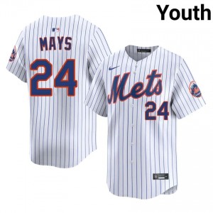 NYM Willie Mays #24 White Youth Baseball Jersey | 2026 Season Limited 21317705