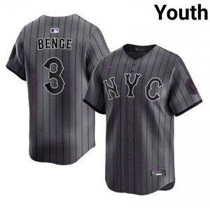 #3 Carson Benge Authentic Youth City Connect Baseball Jersey | NY Mets Gray Fan Gear 46950015