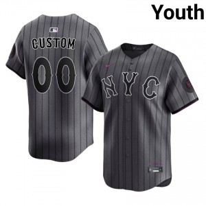 NYM Custom #00 Gray Youth City Connect Baseball Jersey | 2026 Season MLB 81817374