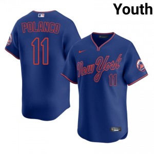 Royal Jorge Polanco #11 Mets Baseball Sewn Jersey | Authentic Youth Fit 86702561
