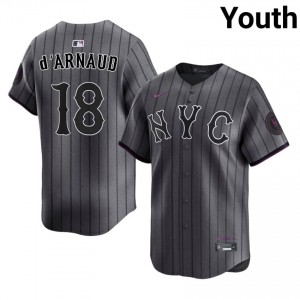 NYM Travis d'Arnaud #18 Gray Youth City Connect Baseball Jersey | 2026 Season Exclusive 72955275